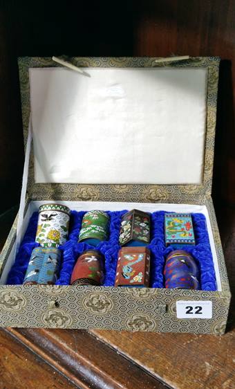 Cased mini Cloisonné pots