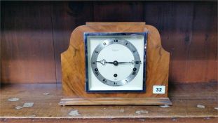 Deco walnut mantle clock