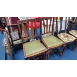 Pair of oak barley twist dining chairs