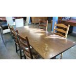 Oak refectory table and chairs