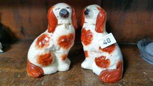 Pair small Staffordshire pot dogs