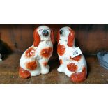 Pair small Staffordshire pot dogs