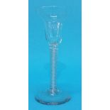 A Georgian wine glass with double series cotton twist stem, 16.5cm height