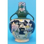 A Foley 'Intarsio' two handled vase depicting Shakespeare scenes, black printed marks and numbered