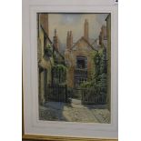 Robert Murdoch Wright (act. 1887 - 1962), watercolour, signed 'Exterior view of a house from a