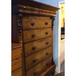 A Victorian mahogany chest of drawers, with five long graduated drawers, all with turned wood