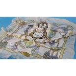 A Hermes of Paris 'Frontaux et Cocardes' silk headscarf