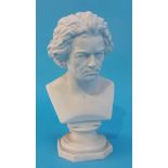 A Parian bust of 'Beethoven', impressed number 312, 19cm height