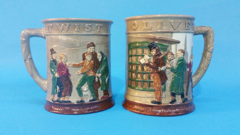 Two Royal Doulton 'Oliver Twist' tankards