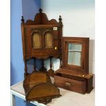 Mahogany wall shelf etc.