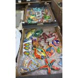 2 Trays of pottery animals