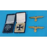 Two Naval Officers Kriegsmarine Eagle cap badges,