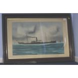 F Corpuz, watercolour, signed, date 1909, 'Antwerp', 'Steam Sailing ship Invergyle', 44 x 69cm