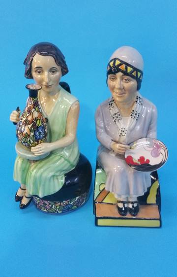 A Kevin Francis Character jug of 'Charlotte Rhead' and another of 'Clarice Cliff' (2)