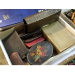 Tray of assorted sundries to include a mock croc wash set, various spectacles and cases etc.