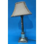 A silver plated Corinthian column table lamp