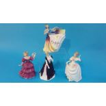 Three Royal Doulton figures and one other