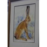 Zhanna Rechugina, watercolour, signed, 'Hare', 36 x 27cm