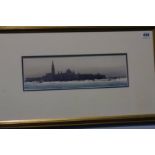 Steve Rigby, watercolour, signed 'View of Venice', 11 x 36cm