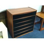 A teak chest of drawers with six drawers, 70cm wide