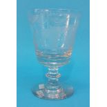 A Victorian clear glass etched rummer 'Sunderland bridge', 14.5cm height