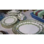 Green and white dinner service