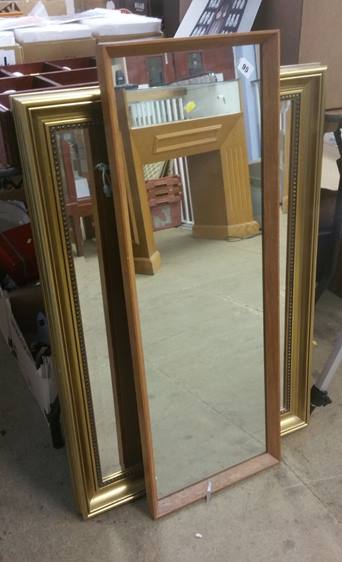 Teak mirror and gilt mirror