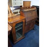 Oak bureau and a music cabinet