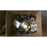 Box of assorted Wade, pipes, figures etc.