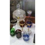Quantity of coloured glassware