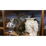 Collection of elephant statues, mirror etc.