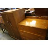 Oak chest of drawers and small wardrobe