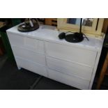 White chest of drawers, bed ends etc.