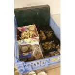 Box of jewellery, coins etc.