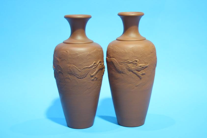 Seven various 20th Century Oriental terracotta vases - Image 3 of 5