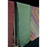 A green Durham quilt. 215cm x 192cm
