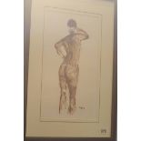 Terence Kelly, oil on paper, signed, 'Nude'. 38cm x 22cm