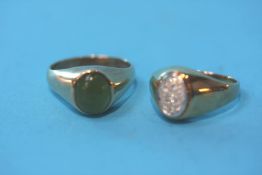 Two gold signet rings, one stamped 10ct. Weight 8.6grams