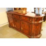 A reproduction bow fronted sideboard. 203cm x 45cm