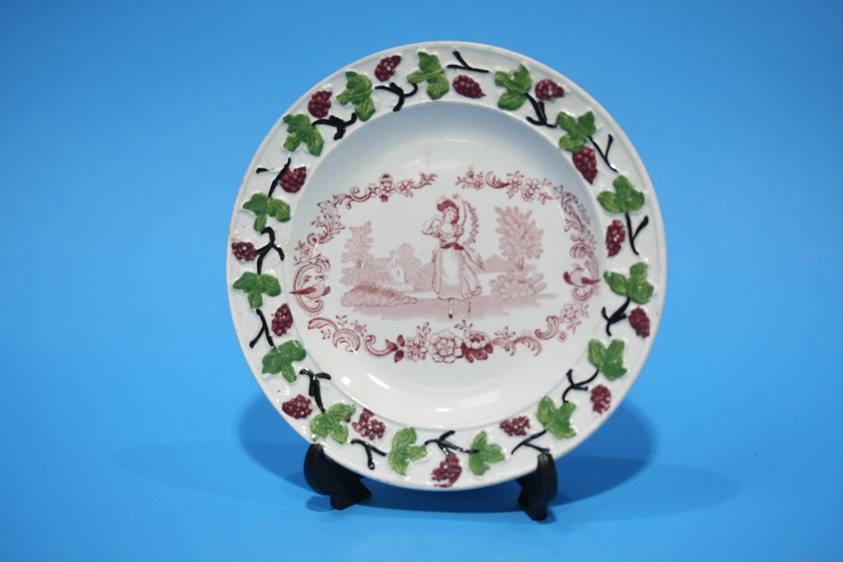2 Decorative plates by Dawson with transfer print decoration and moulded decoration to rim - Image 2 of 10