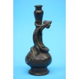A Song/Ming bronze garlic-head vase with Chilong dragon wrapped around the neck. 9.5 cm high