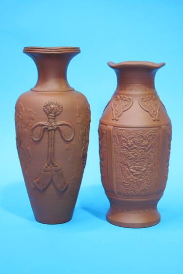 Seven various 20th Century Oriental terracotta vases - Image 2 of 5