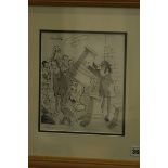 Robert Coram (Maroc), pen and ink, 'It's quite a draw, a new version of 'Find the Lady'!'. Maroc was