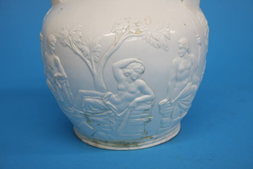 A 19th century porcelain Portland vase on a polished white ground, with classical relief figure of a - Image 4 of 7