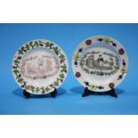 2 Decorative plates by Dawson with transfer print decoration and moulded decoration to rim