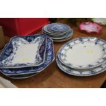Selection of assorted blue and white plates