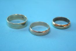 Gold rings stamped 585, another 10ct and one stamped 750ct. Weight 14.9grams
