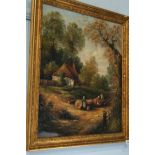 C.H Revill, oil on canvas, signed, 'Landscape with cottage'. 59 x 49cm