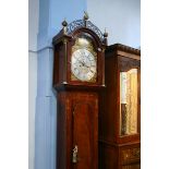 A mahogany long case clock, eight day movement, signed Hindhaugh, South Shields, the silvered dial