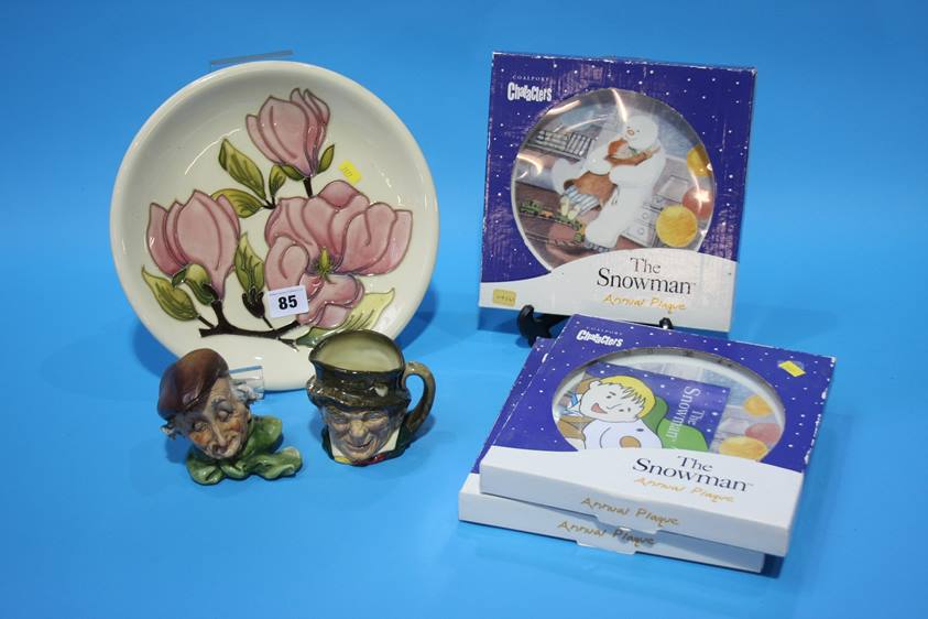 Moorcroft plate, 3 Coalport 'Snowman' plates a Royal Doulton jug etc.